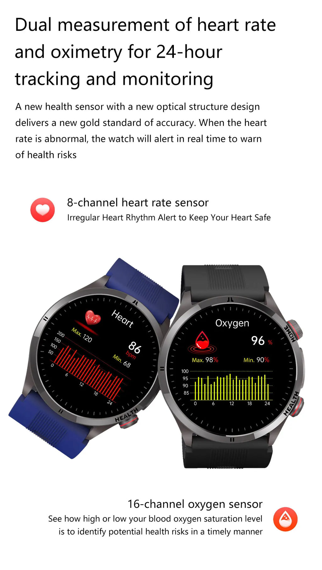 Reloj Inteligente con Airbag para Presión Arterial Precisa, ECG y NFC