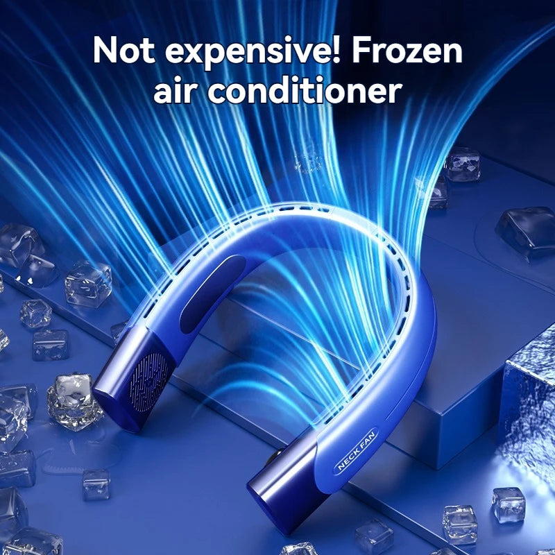Ventilador de cuello portátil, aire acondicionado portátil, Enfriador de aire recargable por USB, ventilador eléctrico de 5 velocidades para ventilador exterior, ventiladores de 5000mAh
