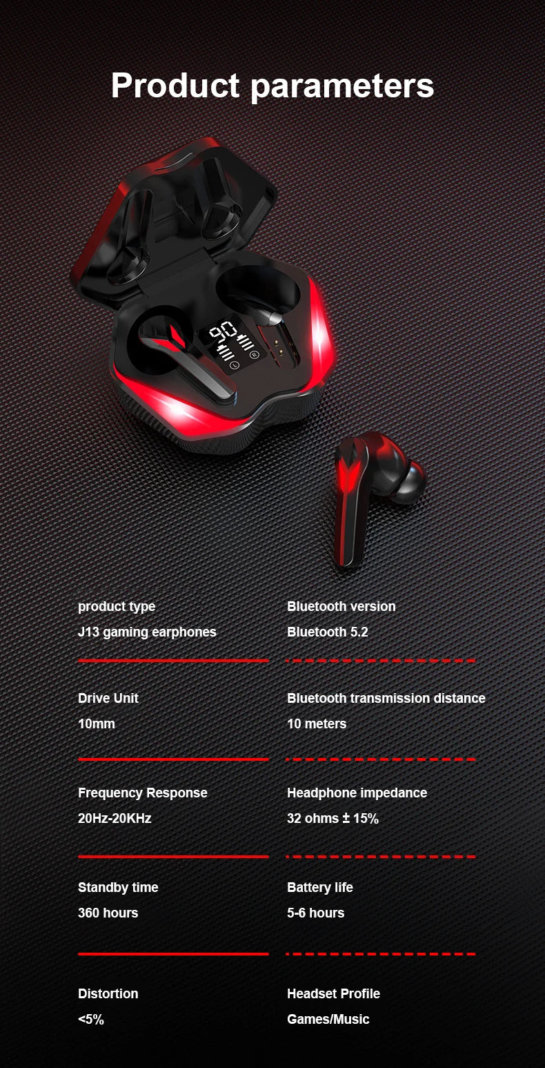 Auriculares Bluetooth 5.2 TWS Inalámbricos con Micrófono y Estuche