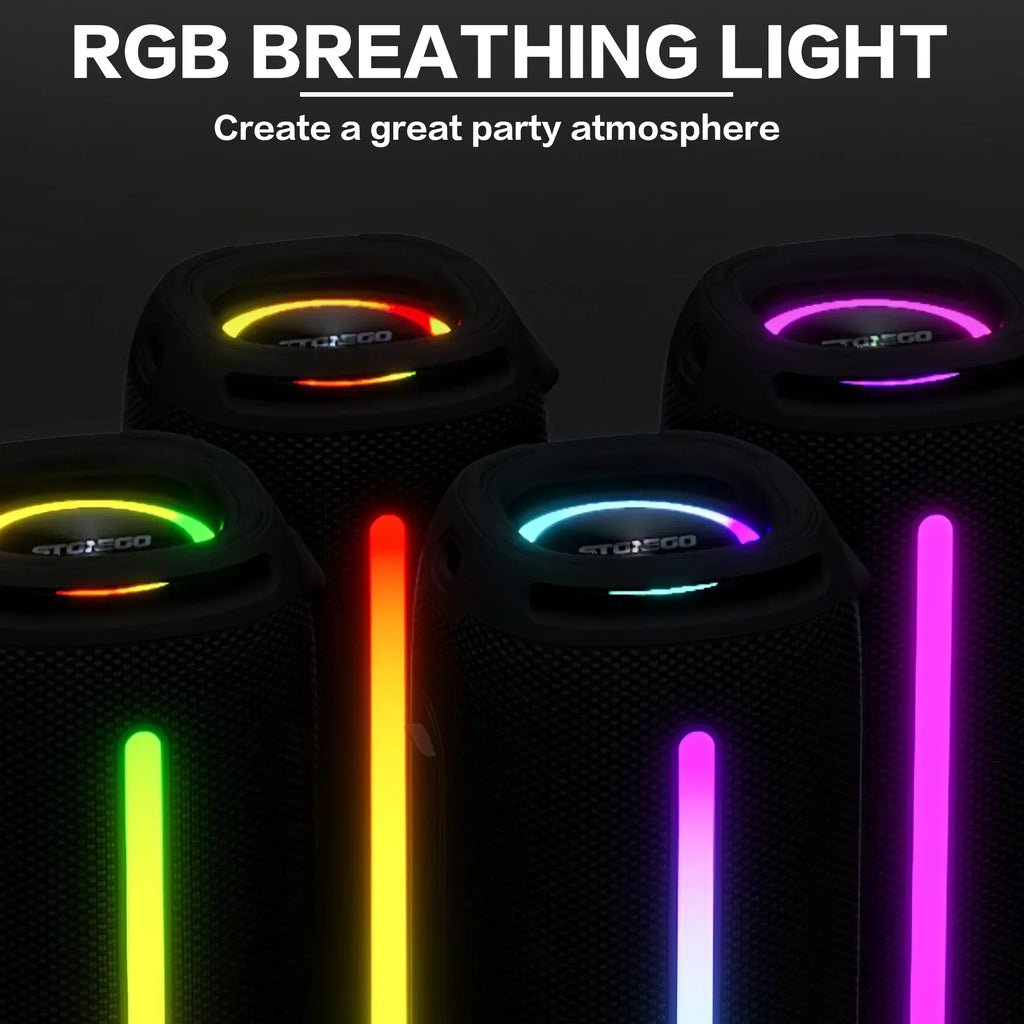 Altavoz inalámbrico portátil Bluetooth 5,3, linterna RGB IPX6, resistente al agua, potente Subwoofer, Audio de alta calidad para exteriores