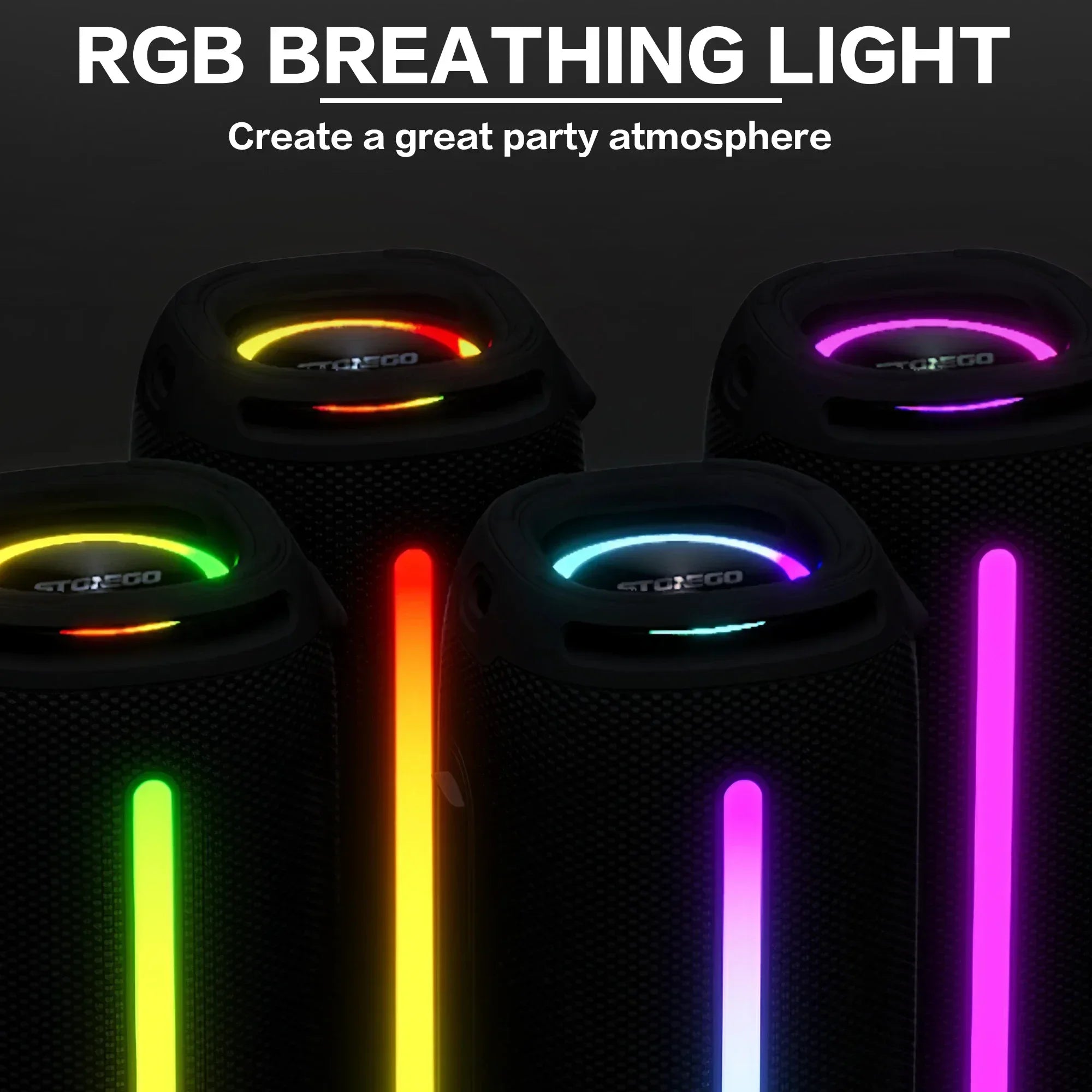 Altavoz inalámbrico portátil Bluetooth 5,3, linterna RGB IPX6, resistente al agua, potente Subwoofer, Audio de alta calidad para exteriores