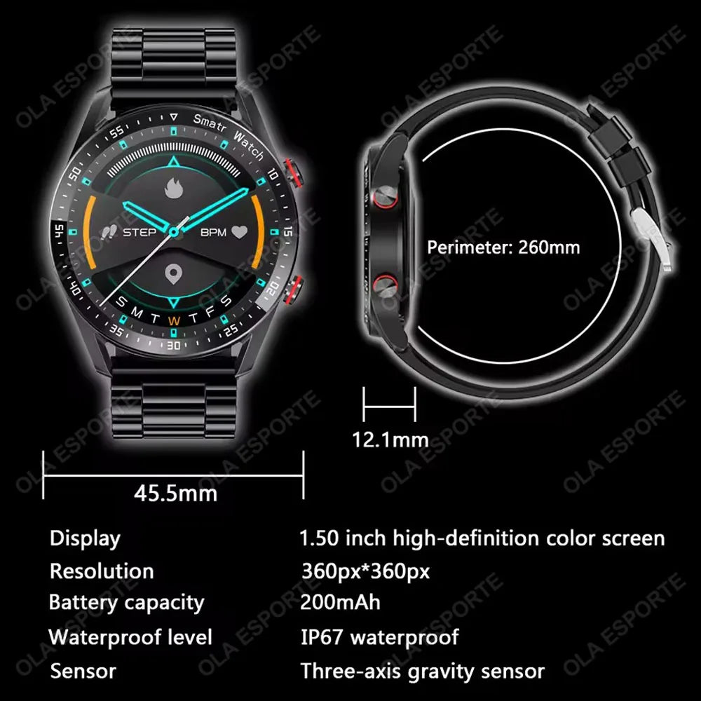 2025 nuevo reloj inteligente para hombres pantalla completamente táctil de 1,5 pulgadas llamada Bluetooth relojes de hombre de negocios Fitnes reloj inteligente deportivo para Android IOS