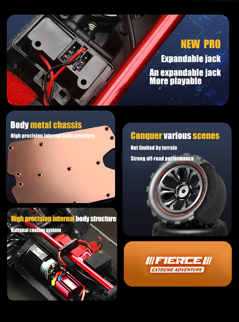 Coche teledirigido 1:16, 85 KM/H o 50 KM/H, 4WD, con Control remoto LED, camión Monster 4x4 de deriva de alta velocidad para niños vs Wltoys 124017   Juguetes