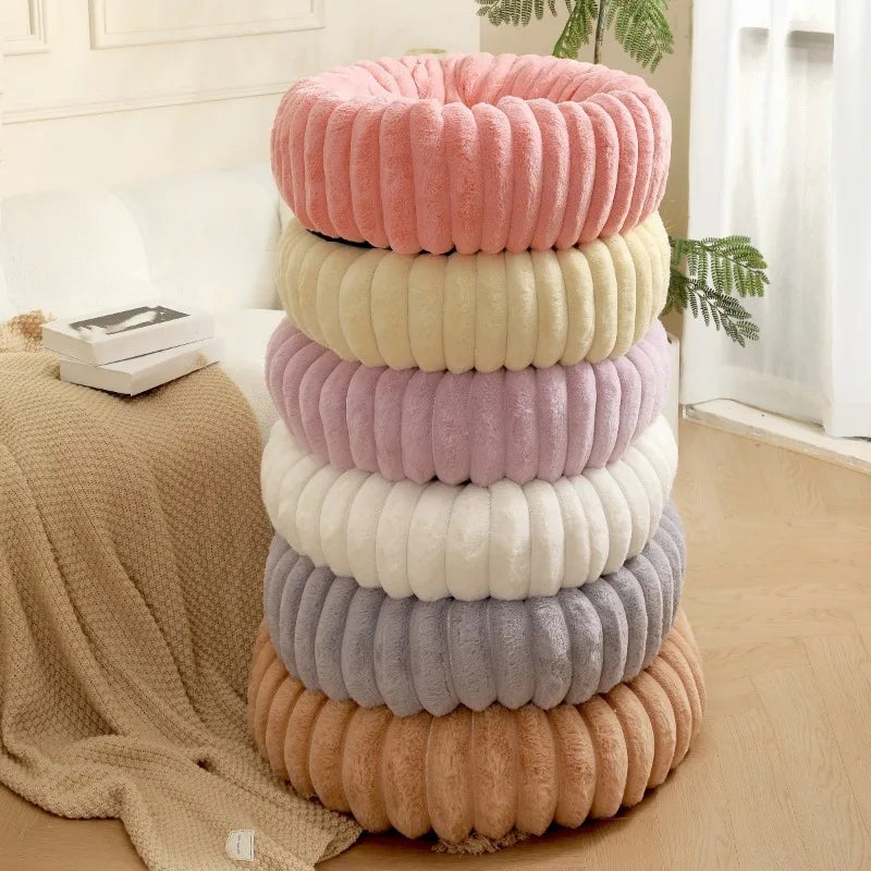 Cama Donut para Gatos y Perros Pequeños con Felpa Suave