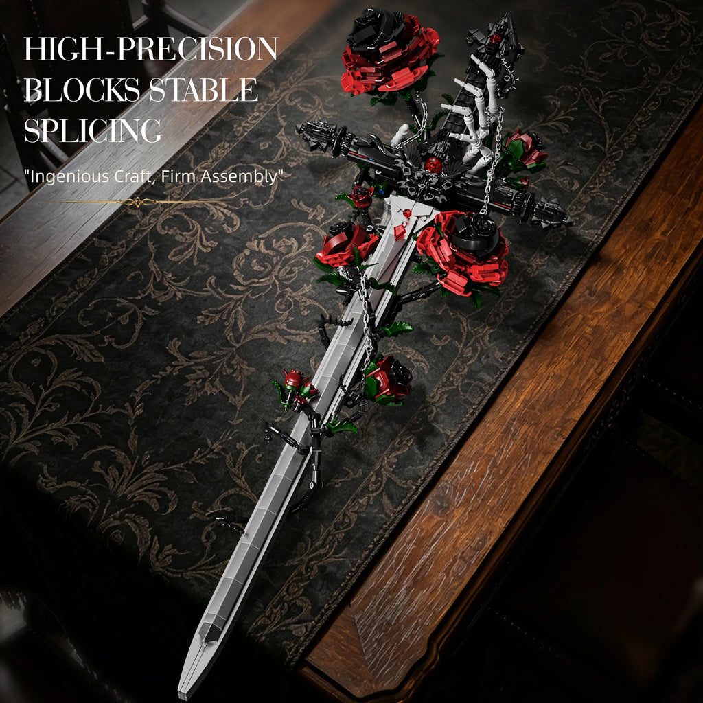 Bloques de Construcción K70007, Espada Rosa, Adorno Creativo para Escritorio, Serie Gótica Oscura, Juguetes de Ensamblaje, Regalo de Cumpleaños para Adultos