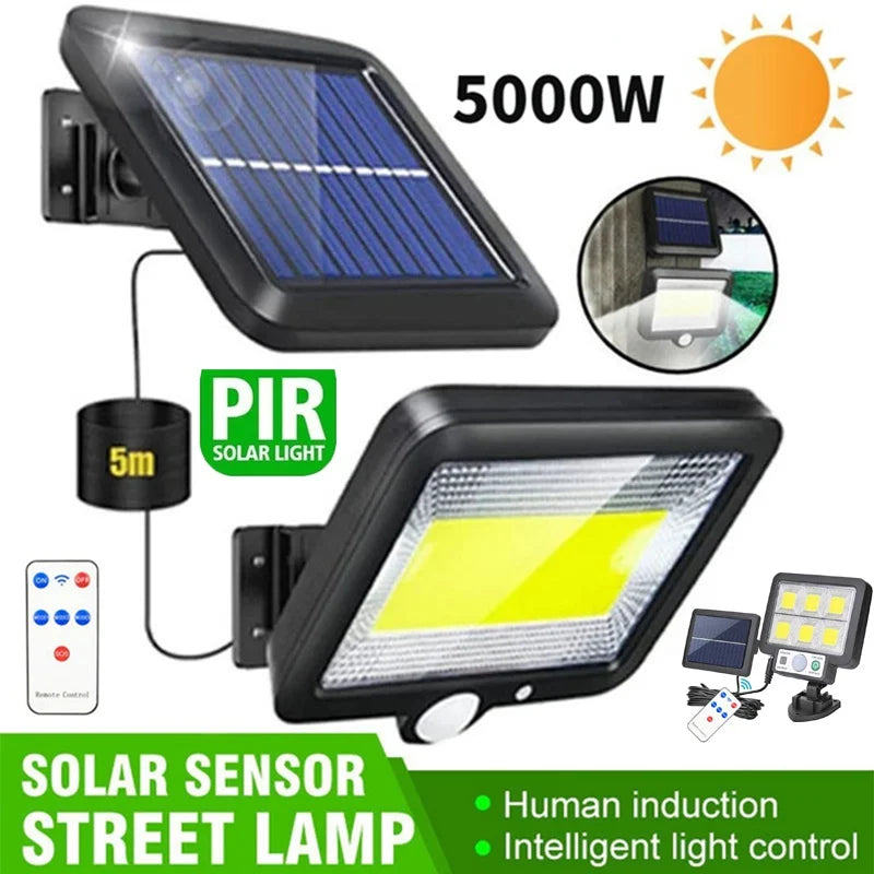 Lámpara Solar LED COB con Sensor de Movimiento para Jardín