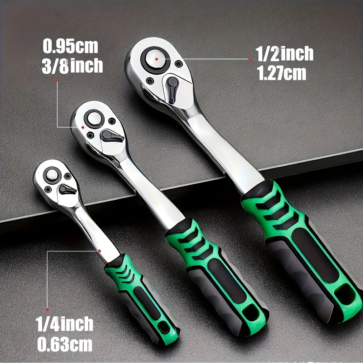 Juego de casquillos 72Drive 1/4 "-3/8"-1/2", llaves de trinquete, casquillos compactos para reparación de automóviles, herramienta mecánica para reparación de automóviles