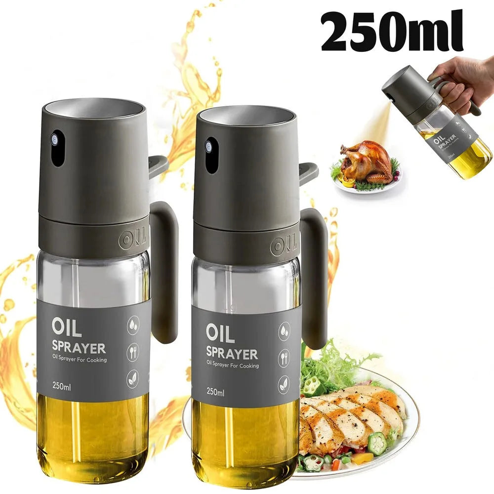 Pulverizador de aceite de 250ML, vidrio de alto borosilicato sin BPA, señor de aceite de cocina, pulverizador de aceite de oliva para freidora de aire, ensalada, barbacoa, utensilio de cocina