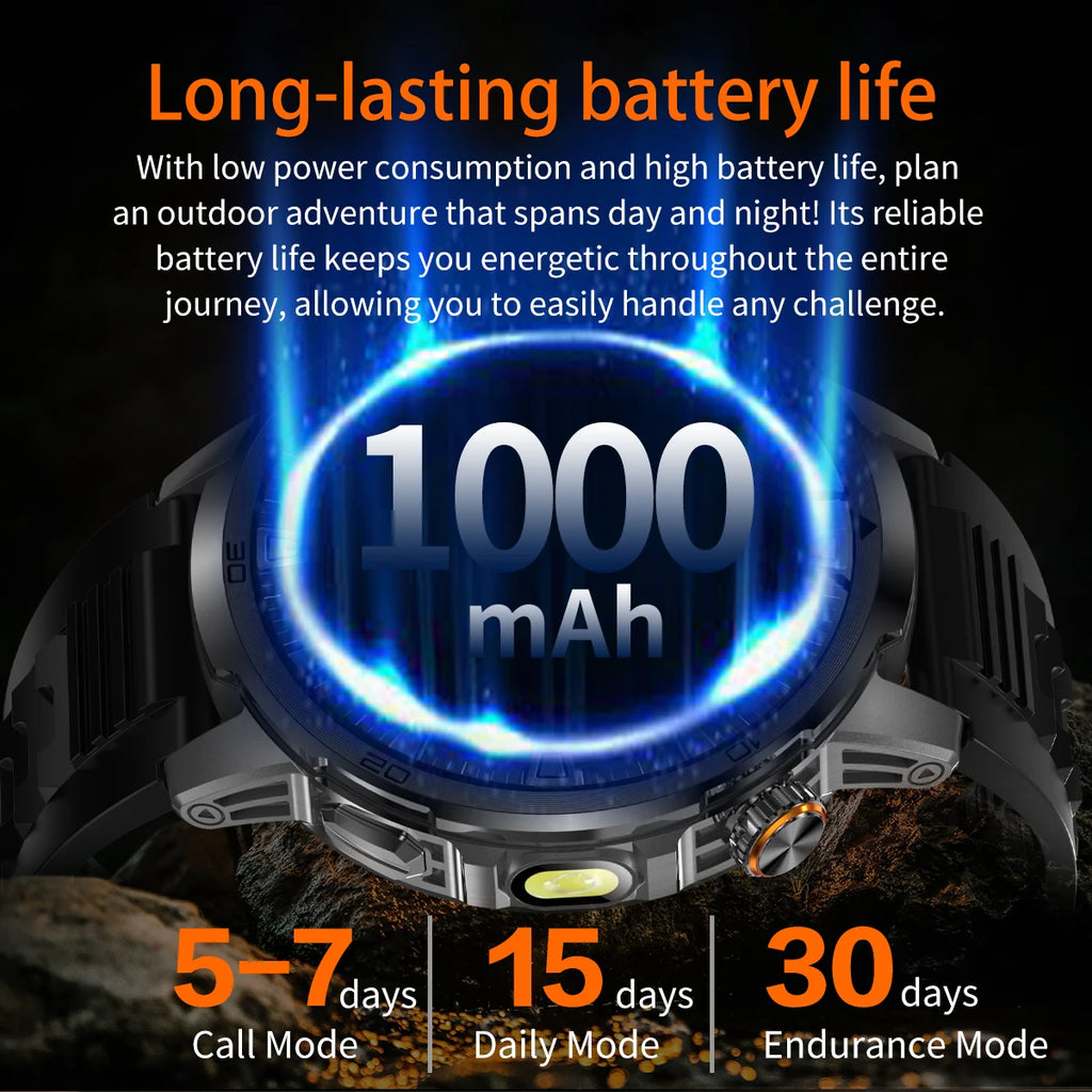 2026 militar t-rex 3 reloj inteligente reloj de Fitness hombres 466*466 pantalla AMOLED 1000mAh batería linterna llamada impermeable Smartwatchs