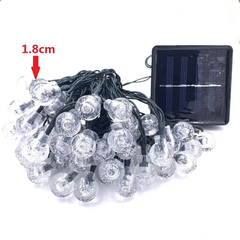 Guirnalda Solar LED para Jardín con Bolas de Cristal 10M