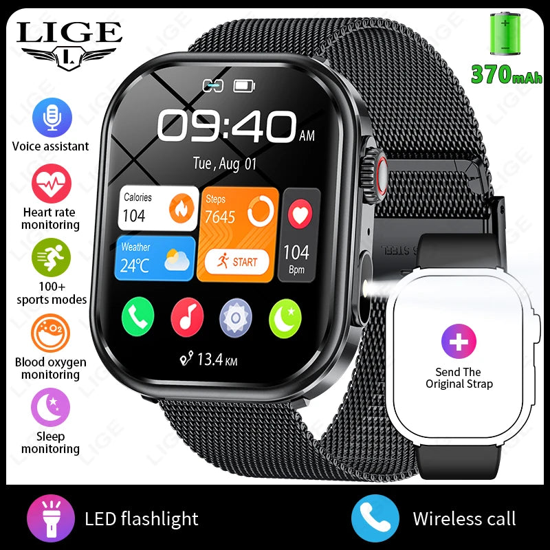 Reloj Inteligente LIGE Pantalla Táctil SpO2 Resistente