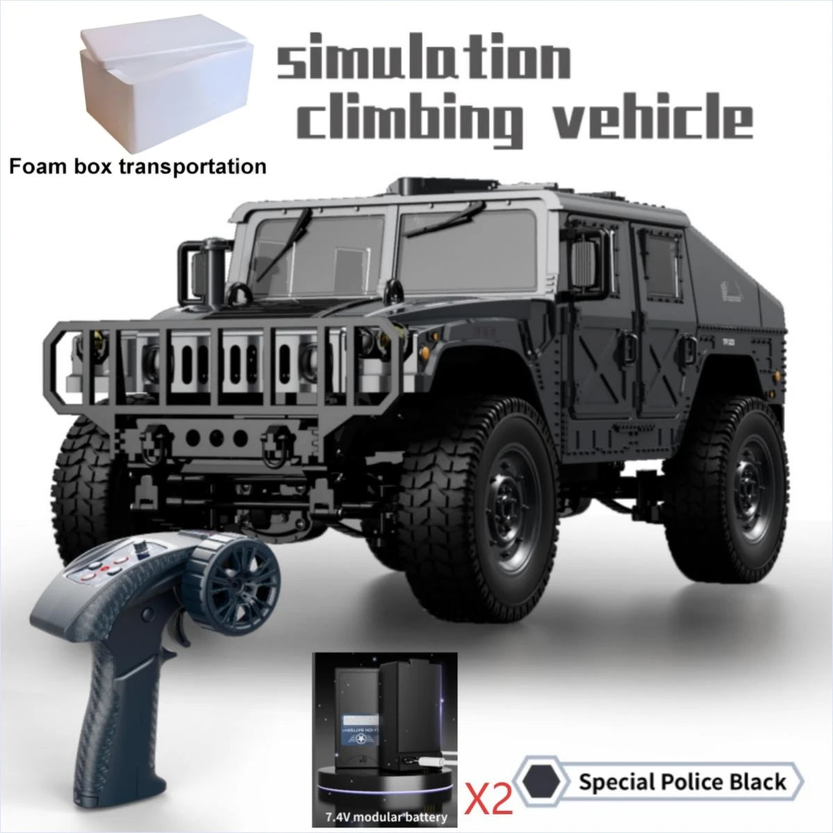 Coche RC Militar Crawler 4WD 2.4G 1:14, Vehículo Todoterreno con Accesorios