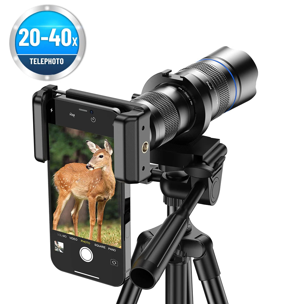 Teleobjetivo APEXEL 20-40X Zoom con Trípode para Smartphone