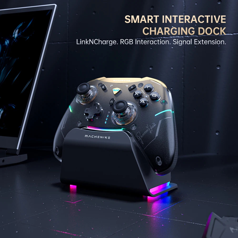 Control de Juego Inalámbrico Machenike G5Pro V2 para PC/NS/Móvil, Joystick Intercambiable en Caliente, Tasa de Sondeo de 1000 Hz con Base de Carga RGB