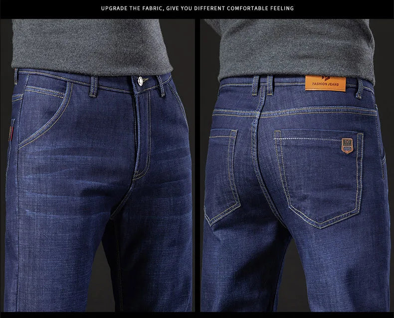 Pantalones Vaqueros de Invierno para Hombre, Forro de Cordero, Talla Grande