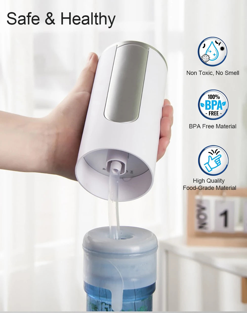 Bomba dispensadora de agua eléctrica para garrafón de 19 litros, recargable USB