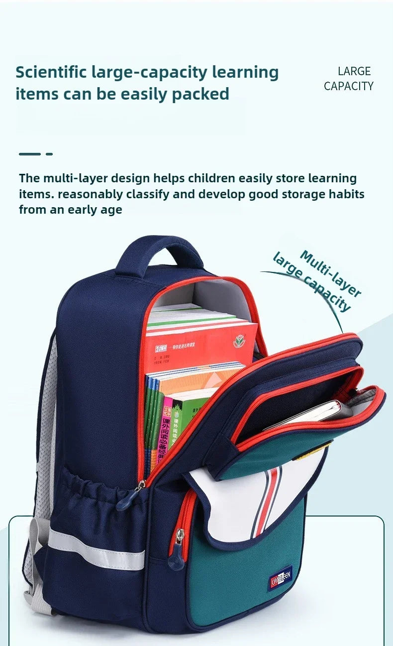 Mochila escolar para niños de grado 1 y 6, mochila duradera impermeable de tela Oxford ligera con diseño ergonómico