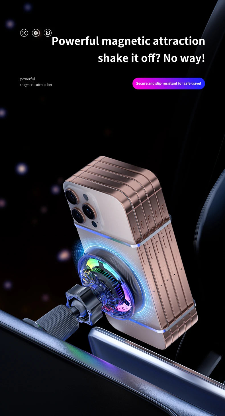 Soporte Magnético para Teléfono con Cargador Inalámbrico Qi2 de 25W, Refrigeración por Aire y Luz RGB, para iPhone Magsafe 17~12 Pro Max, Base de Carga Rápida