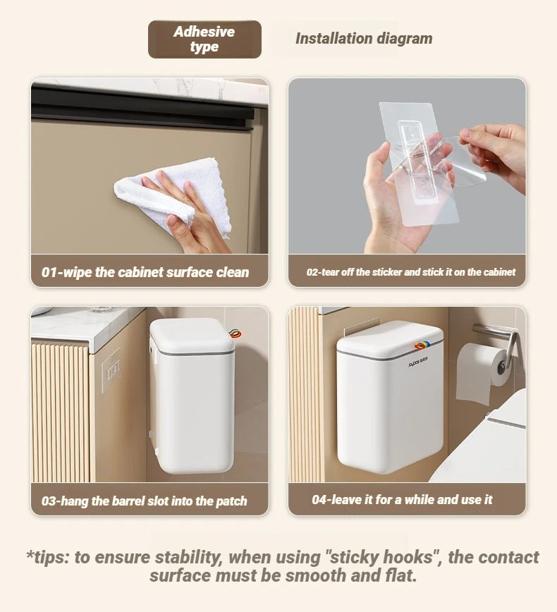 Cubo de basura de pared Joybos 12L con tapa deslizante para baño y cocina