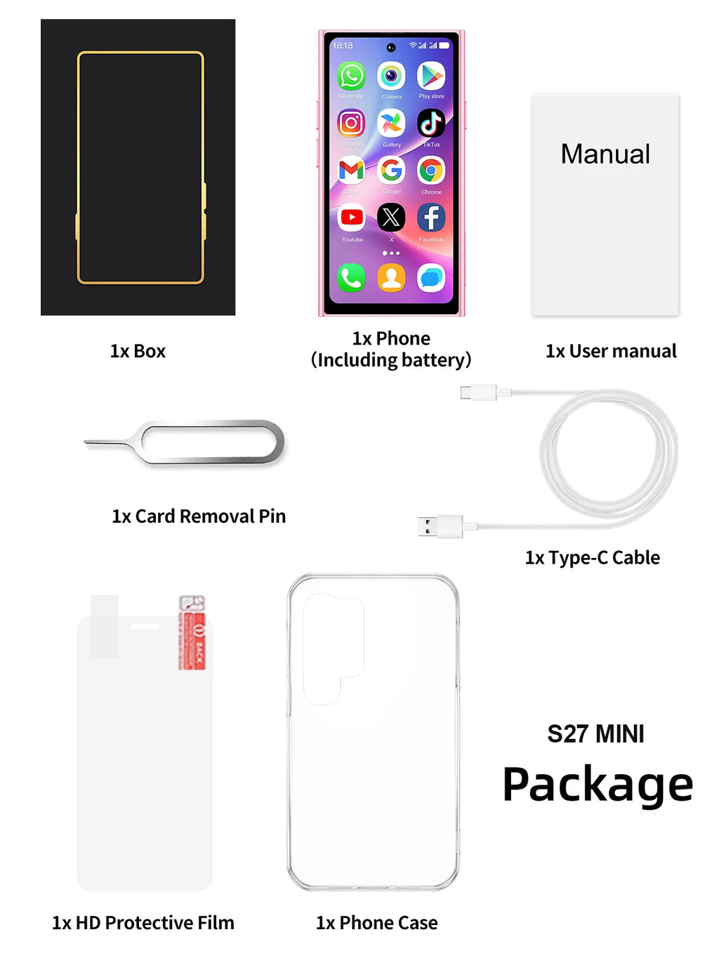SERVO S27 MINI Android Palm Smartphone 3G WCDMA RAM 2GB ROM 16GB Google Play Desbloqueo facial Dual SIM Pantalla de 4,0 "Mini teléfonos inteligentes