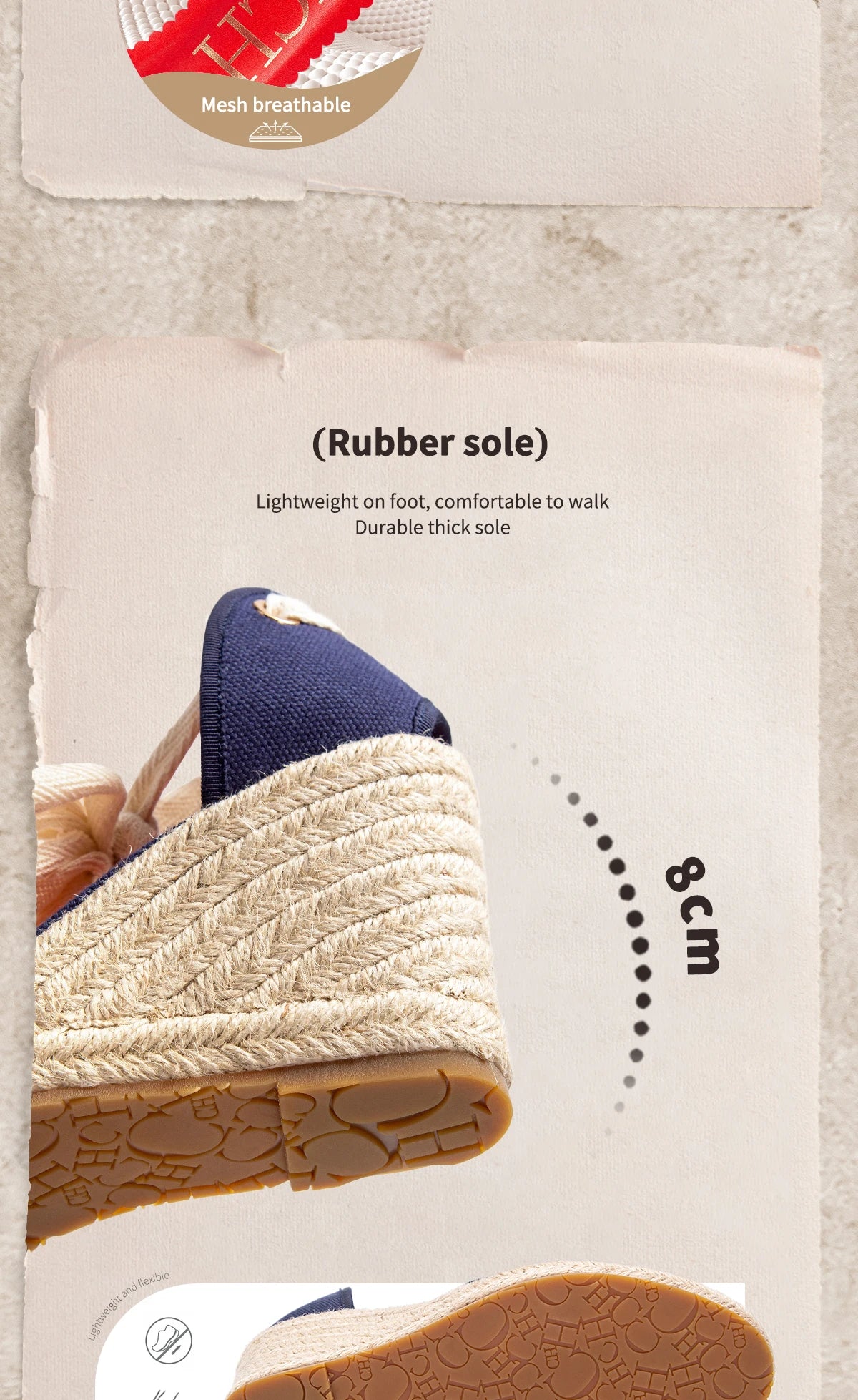 Sandalias Alpargata Mujer Cuña 8cm | Punta Cerrada Correa Tobillo