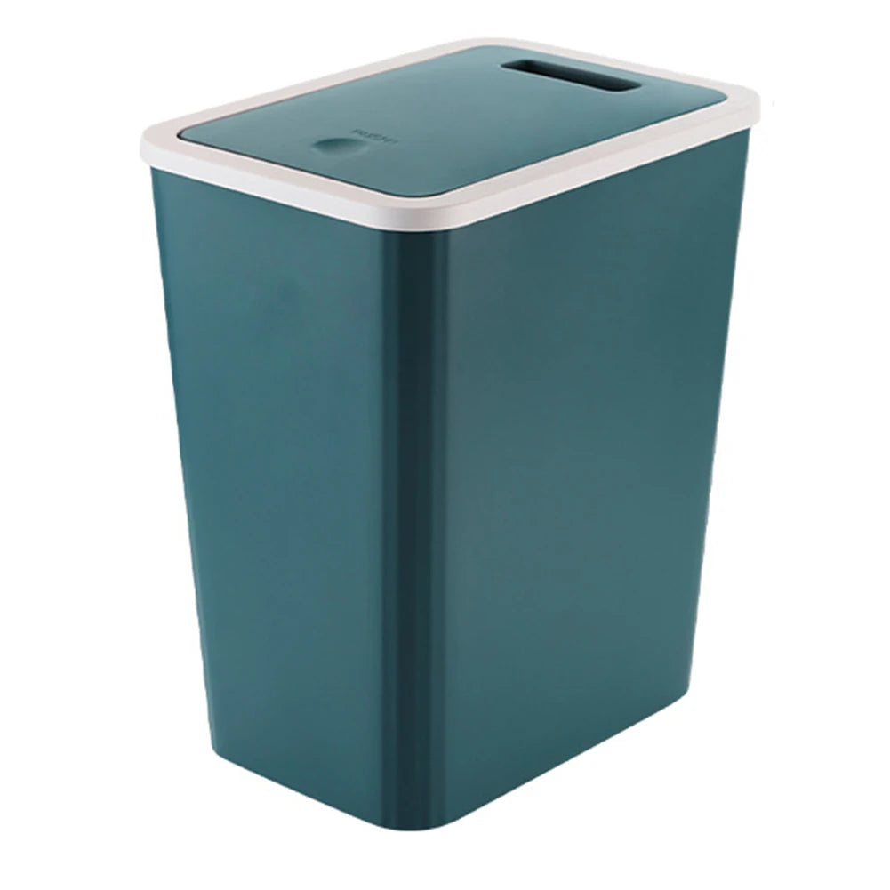 Cubo de basura con tapa a presión de plástico para baño, cocina y hogar