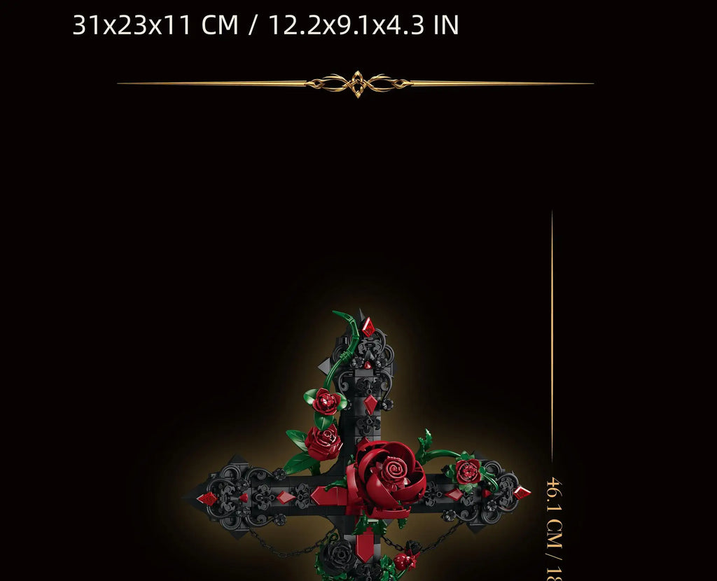 K70005 Juguetes de ensamblaje modelo Gothic Rose Cross, juguetes de bloques de construcción MOC, adorno de escritorio, juguetes educativos, regalo de cumpleaños para adultos