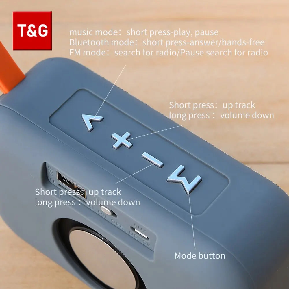 Altavoz T & G portátil Mini barra de sonido inalámbrica Bluetooth 5,0 altavoz HIFI para interiores y exteriores soporte tarjeta TF Radio FM resistente al agua