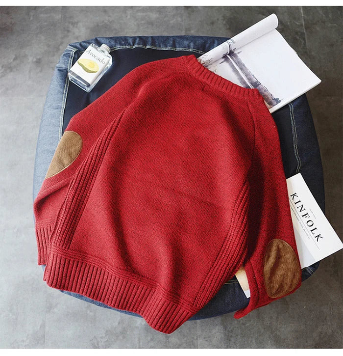 Suéter Hombre Cuello Redondo Tejido Grueso Oversize Estilo Harajuku