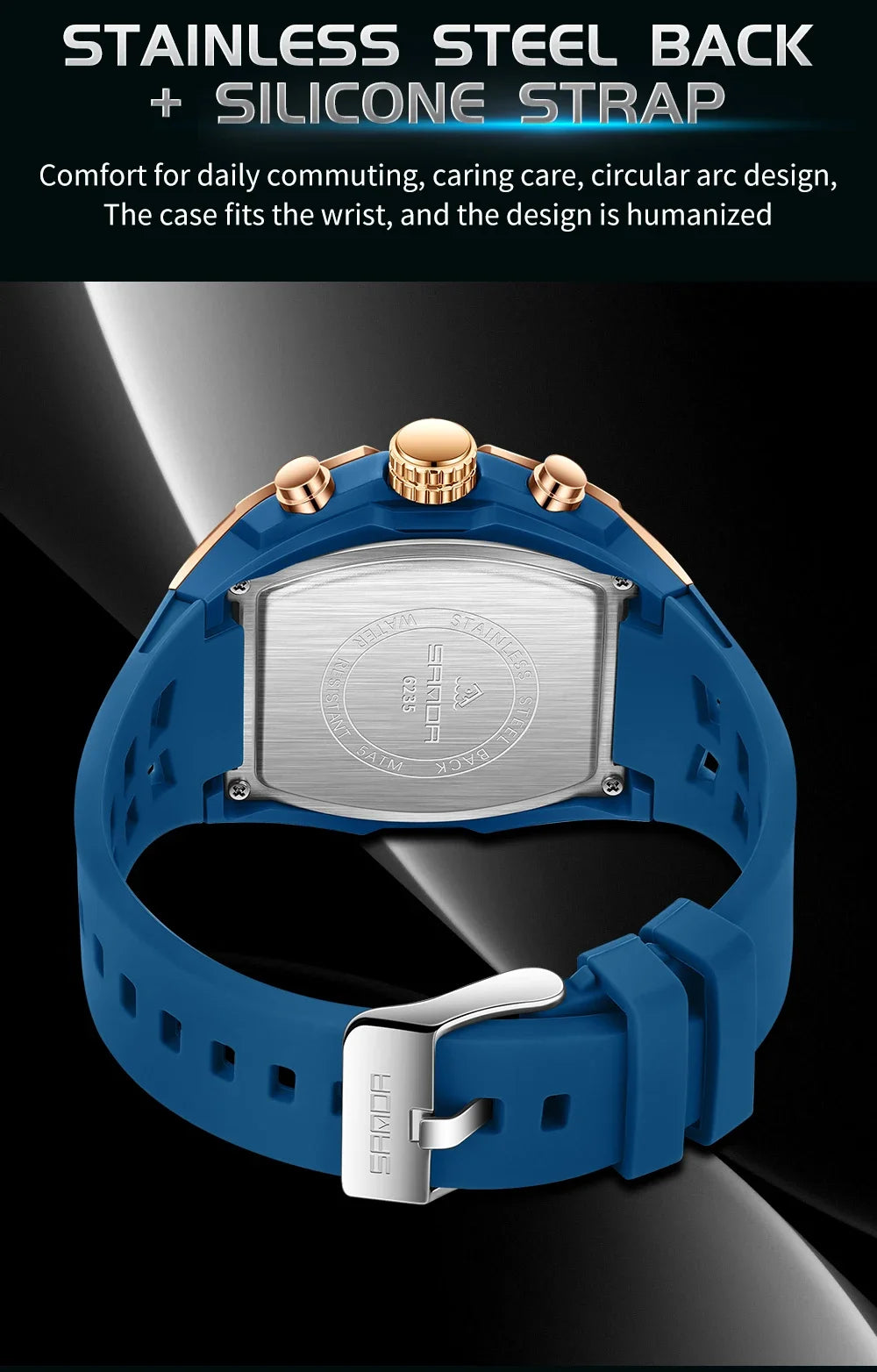 Reloj Deportivo Digital SANDA 6235 para Hombre con LED y Pantalla Dual
