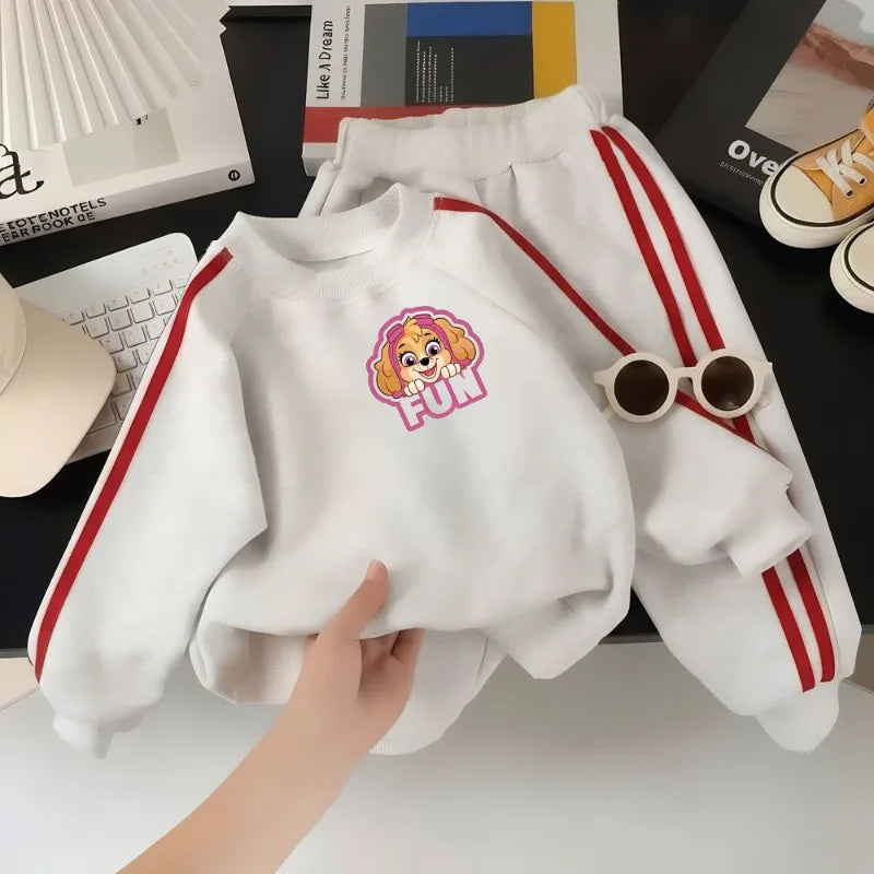Conjuntos de ropa de primavera con estampado de Patrulla PAW para niños, sudaderas con capucha deportivas a la moda y pantalón largo, conjunto de dos piezas, chándal informal para niños, nuevo