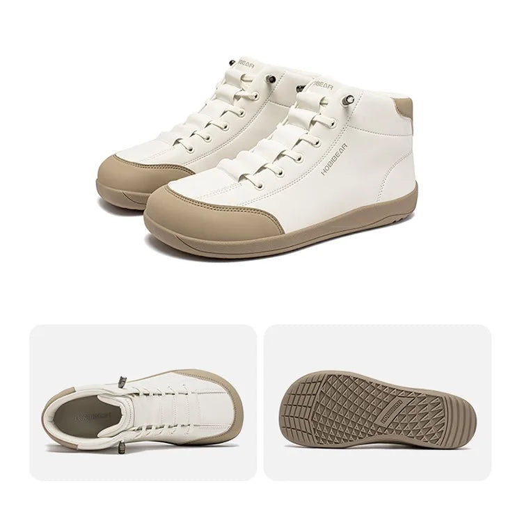 HOBIBEAR Zapatos descalzos de caña media, botines minimalistas con punta ancha Unisex, zapatillas antideslizantes de cuero Artificial para exteriores