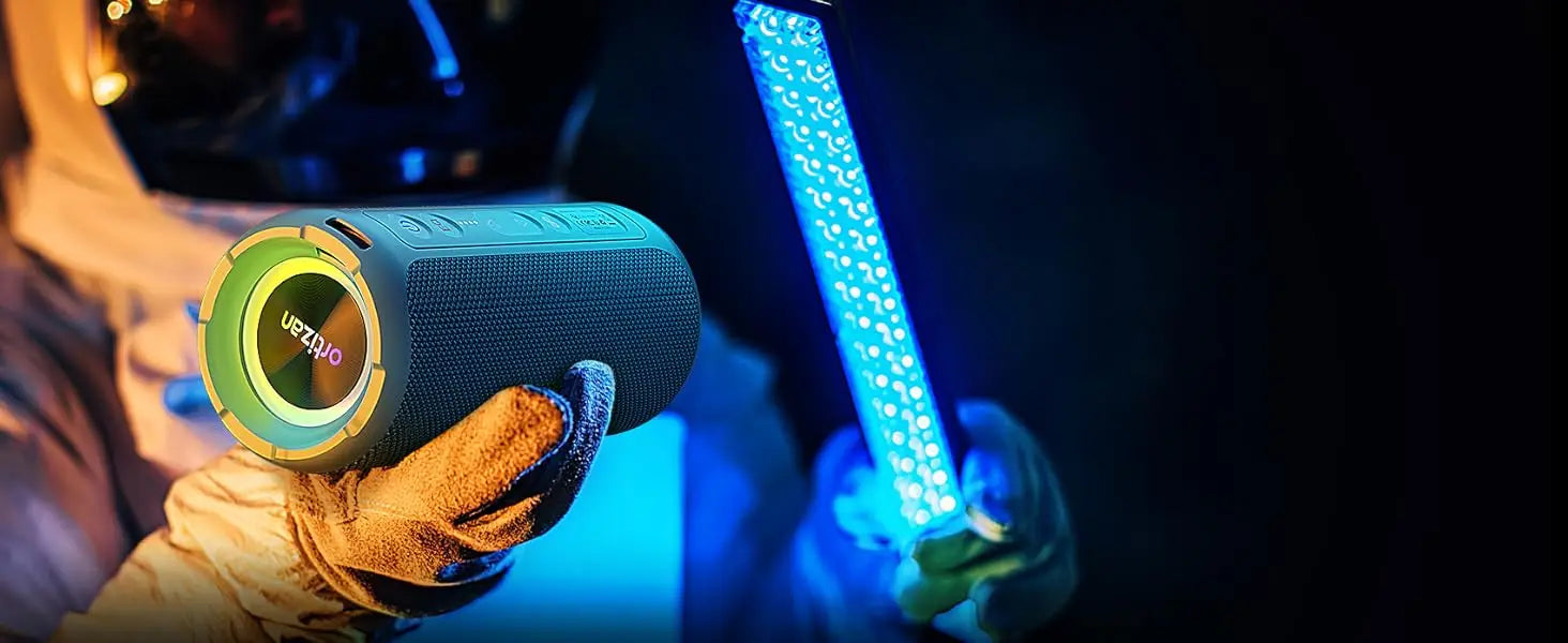 Ortizan Altavoz Bluetooth Estéreo Portátil IPX7 LED