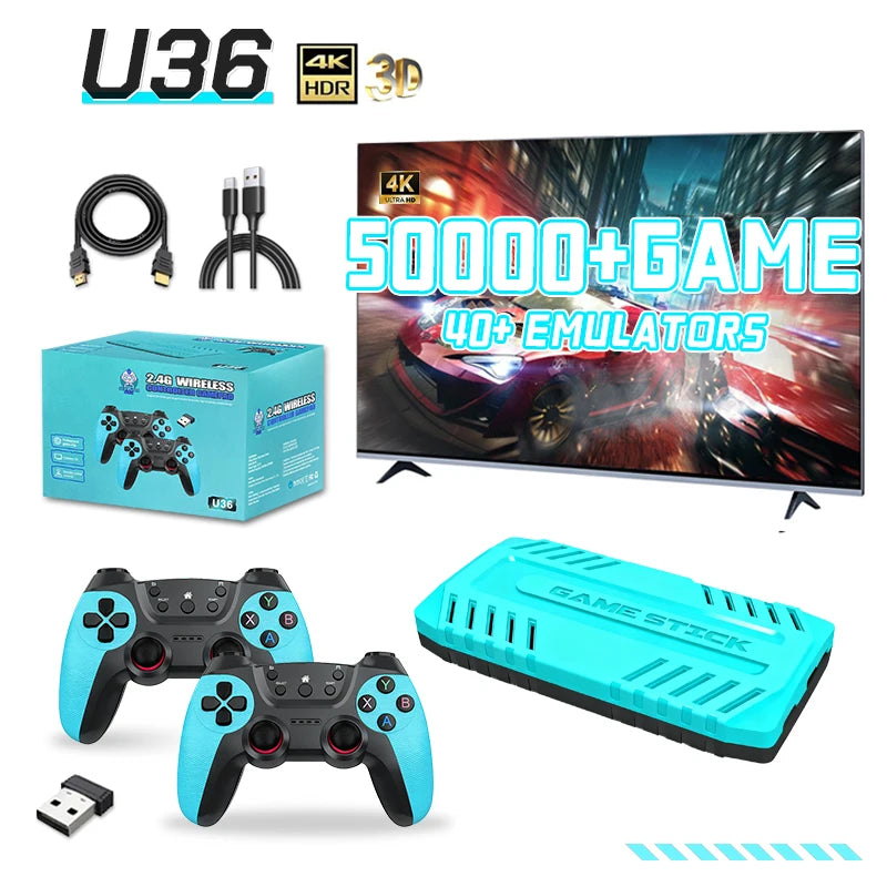 Nuevo Control de Videojuegos Retro U36 con 128 GB y Más de 50000 Juegos, Consola de Juegos Portátil para TV, Videojuego HD 4K, Regalo