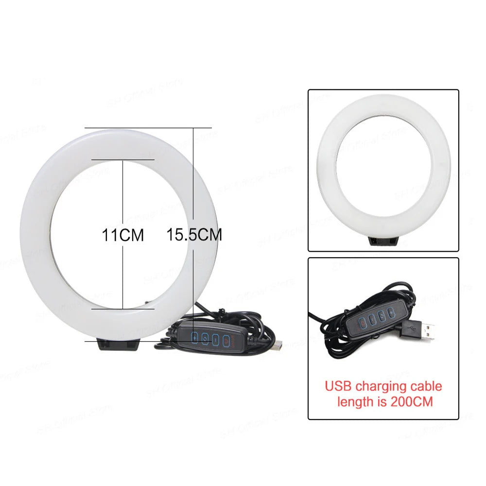 Aro de Luz LED 6 Pulgadas USB para Selfie, Streaming y Maquillaje