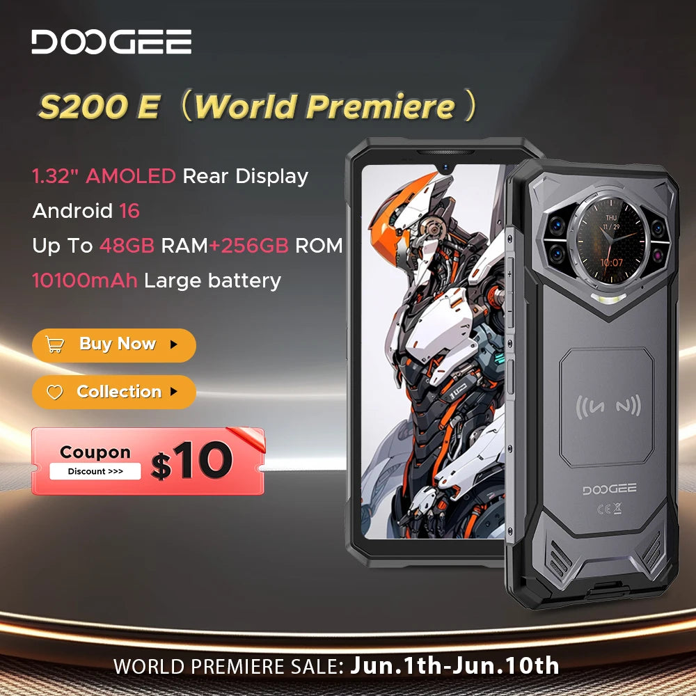 DOOGEE S200E 5G | Celular Resistente 256GB + 48GB RAM + Batería 10100mAh