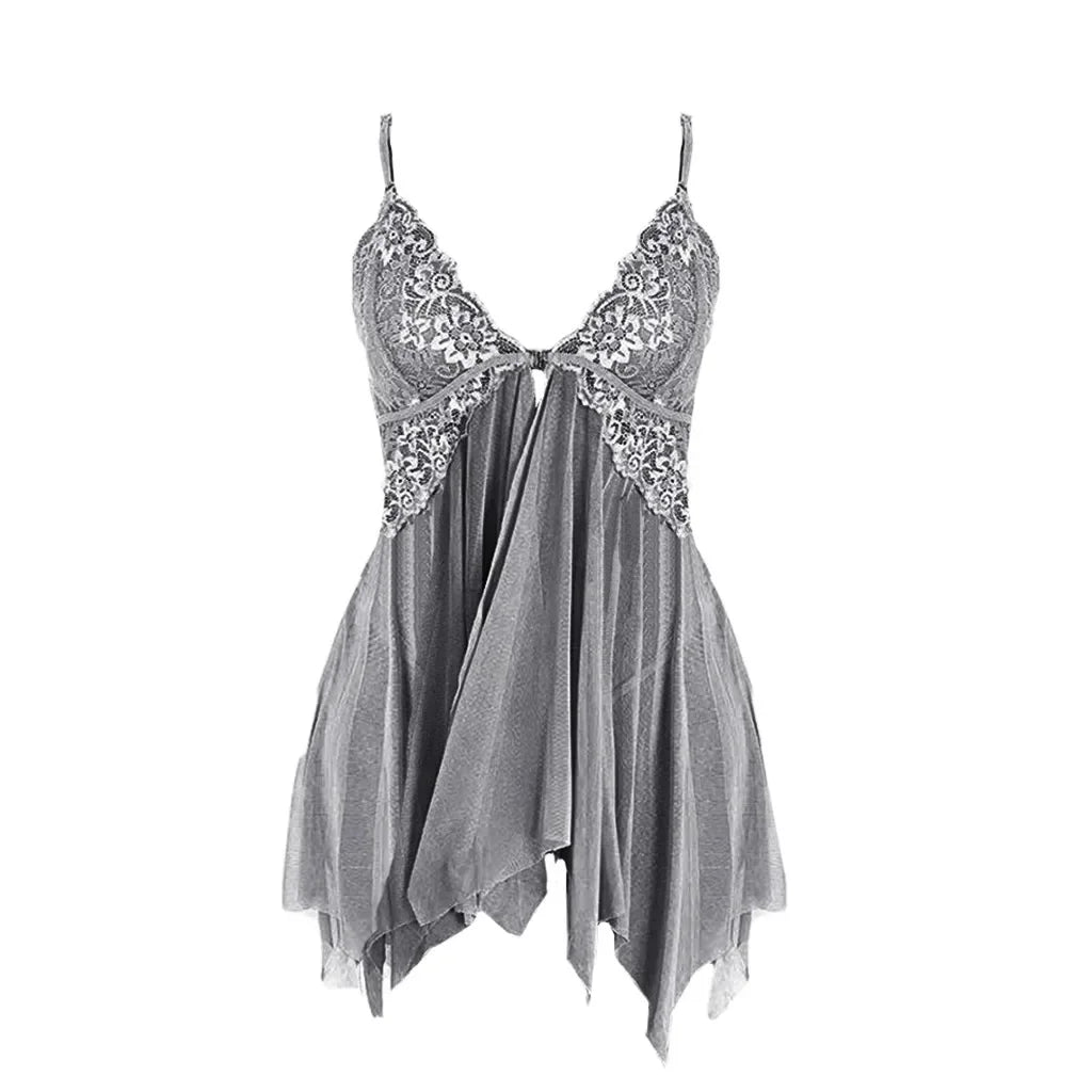 Camisón de Encaje con Cierre Frontal, Lencería Sexy para Mujer