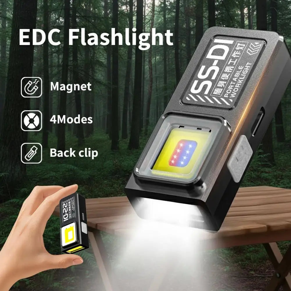 Mini Linterna LED Recargable USB con Imán, Luz de Trabajo Portátil