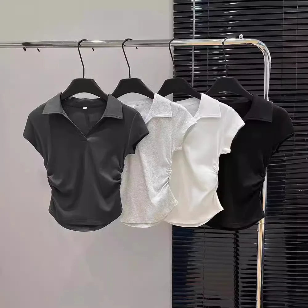 Camiseta Básica Ajustada de Algodón para Mujer