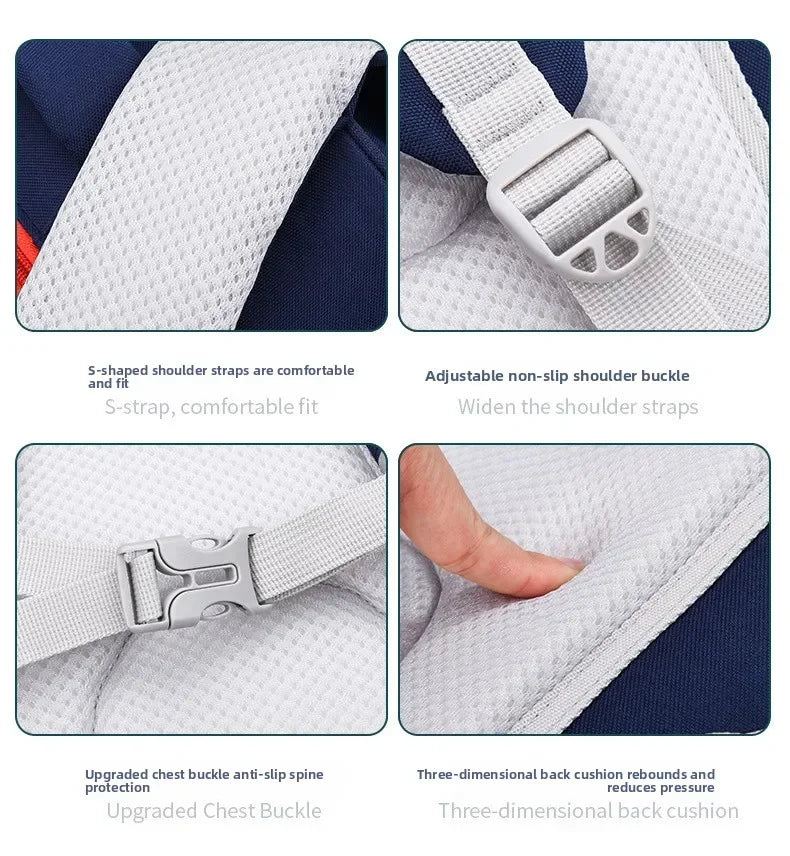 Mochila escolar para niños de grado 1 y 6, mochila duradera impermeable de tela Oxford ligera con diseño ergonómico
