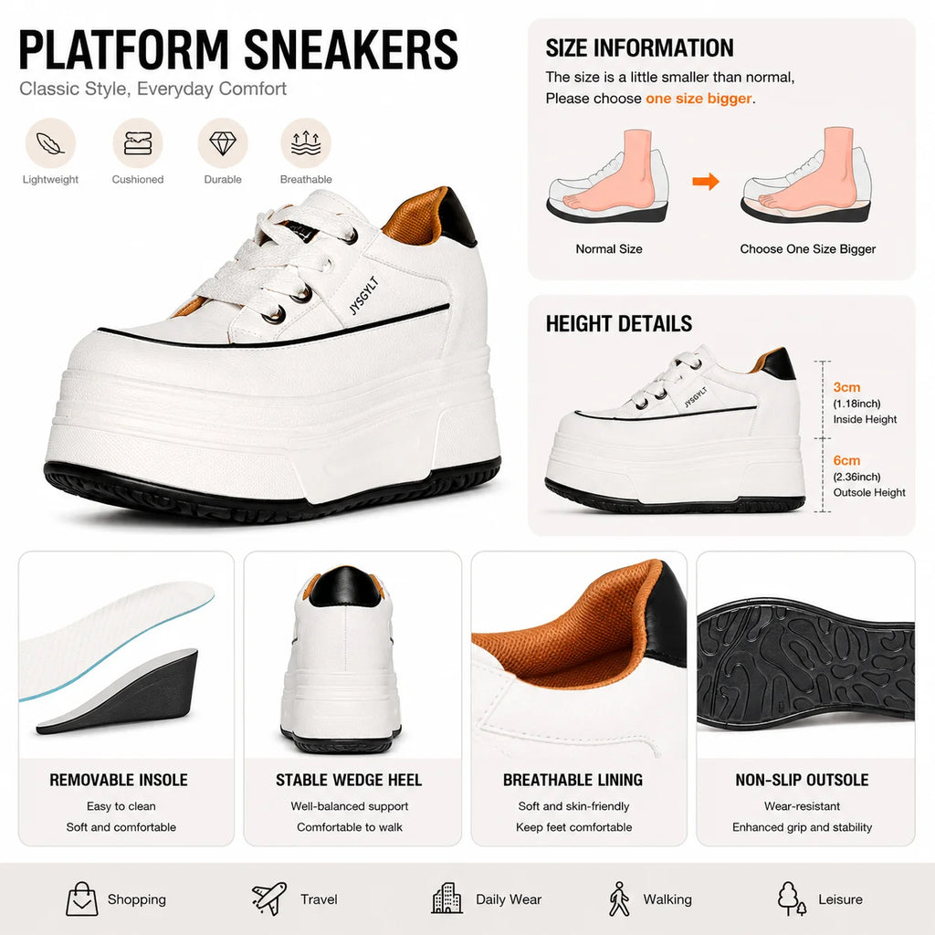 Zapatillas con Cuña Oculta para Mujer - Plataforma 9cm