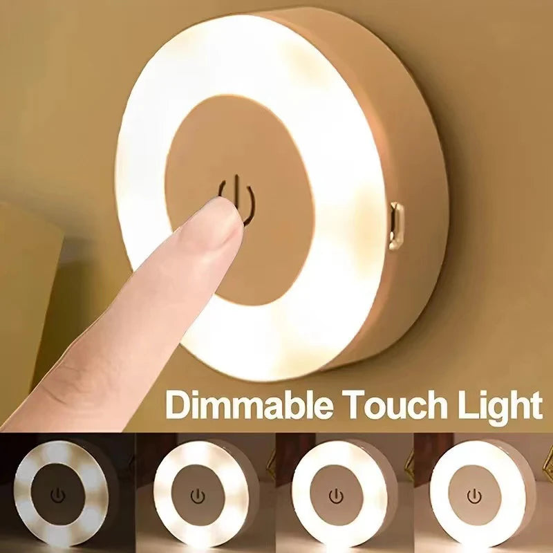 Stick Tap Push Touch Lámpara Lámparas portátiles Luz nocturna LED Batería recargable USB regulable de 3 colores
