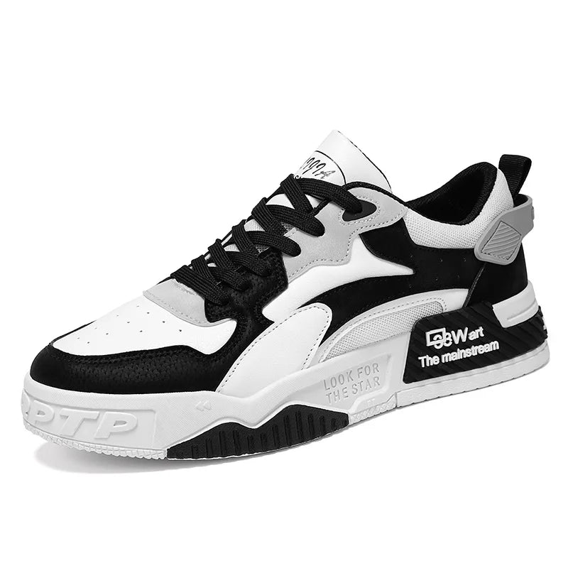 Zapatillas de deporte de otoño para hombre, zapatos de plataforma cómodos, zapatos vulcanizados con cordones de tendencia, Zapatillas informales blancas