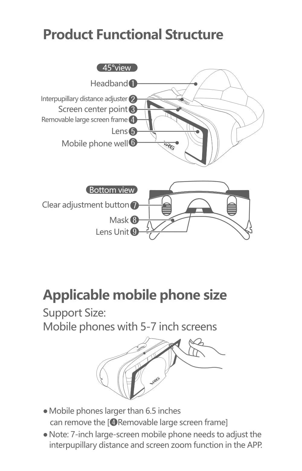 VRG Pro 3D gafas de realidad Virtual VR dispositivos auriculares Viar gafas lentes de casco inteligentes para teléfonos inteligentes visor dispositivos móviles
