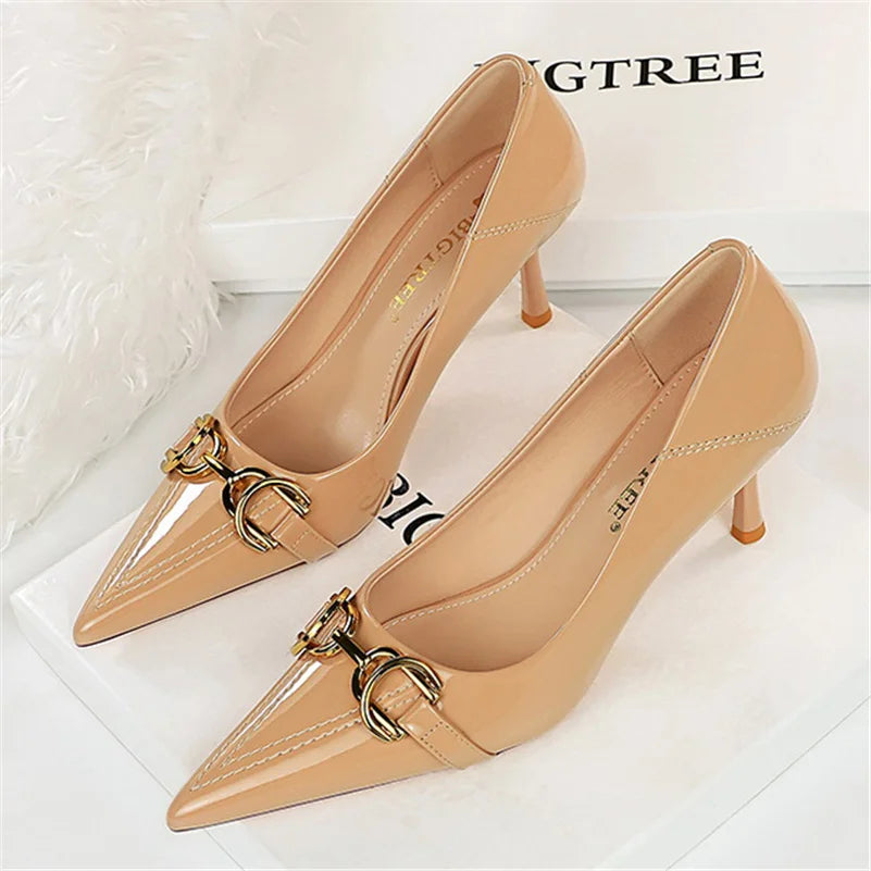 Zapatos de Tacón Alto Stiletto con Hebilla para Mujer