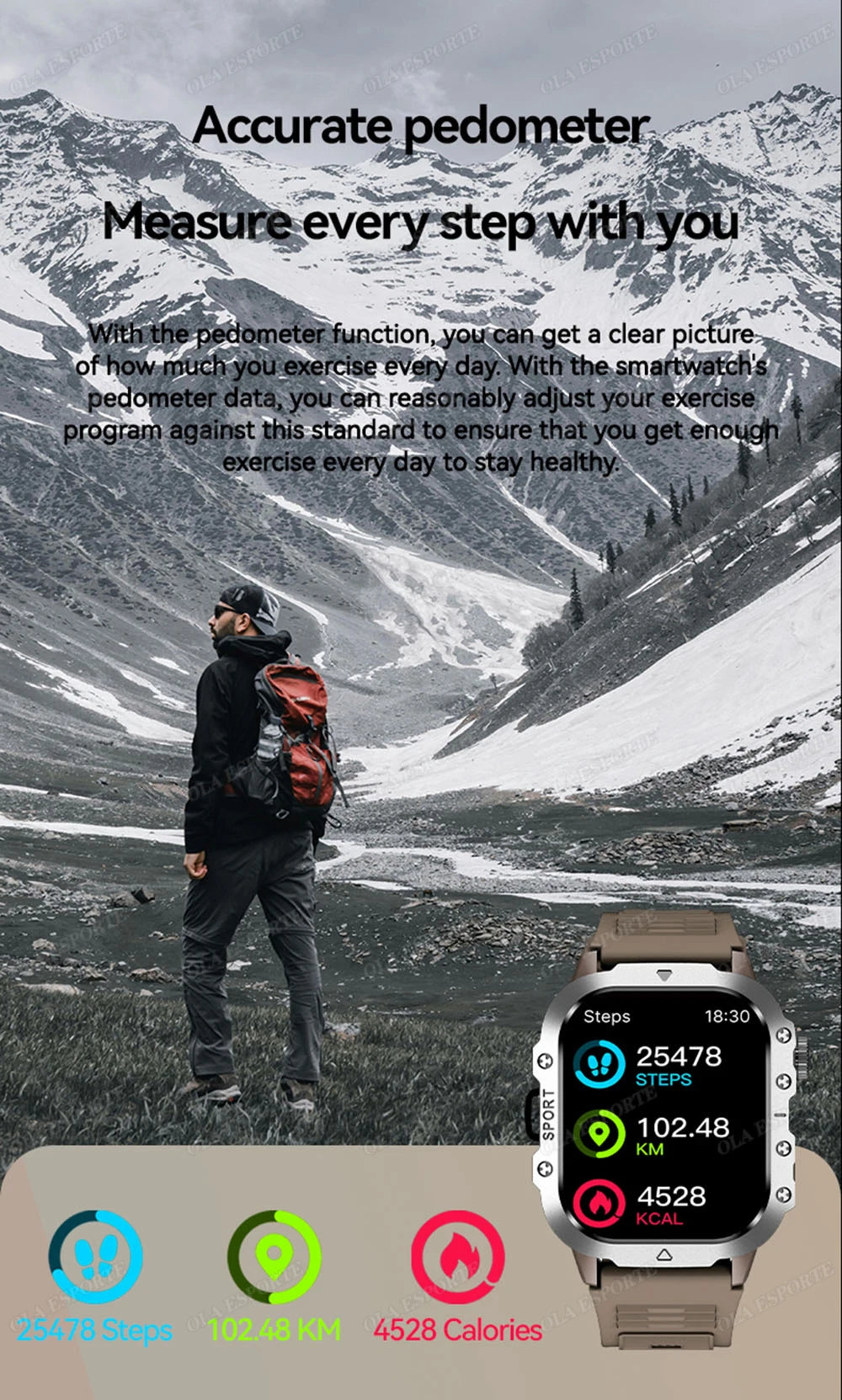 2025 nuevo reloj inteligente para hombres militar al aire libre GPS relojes deportivos ritmo cardíaco sueño impermeable reloj inteligente IOS Android