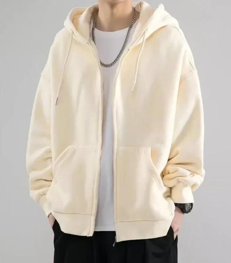 Ropa masculina Sudadera sólida negra para hombres Sudaderas con capucha con cremallera completa Invierno Jóvenes En oferta Ofertas Estilo coreano de alta calidad S