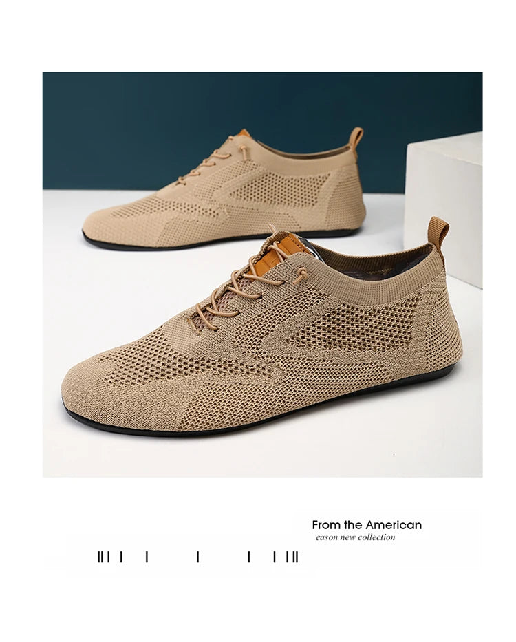 Zapatos informales ligeros sin cuero para hombre, mocasines de malla a la moda para parejas, zapatillas transpirables con cordones para hombre, zapatos planos suaves para Yoga