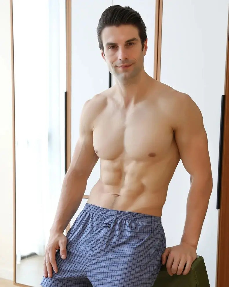 Pantalones Aro para hombre, ropa interior de celosía de algodón, pantalones cortos holgados de cintura alta para verano, finos y transpirables, calzoncillos con bolsa, M-3XL de talla grande