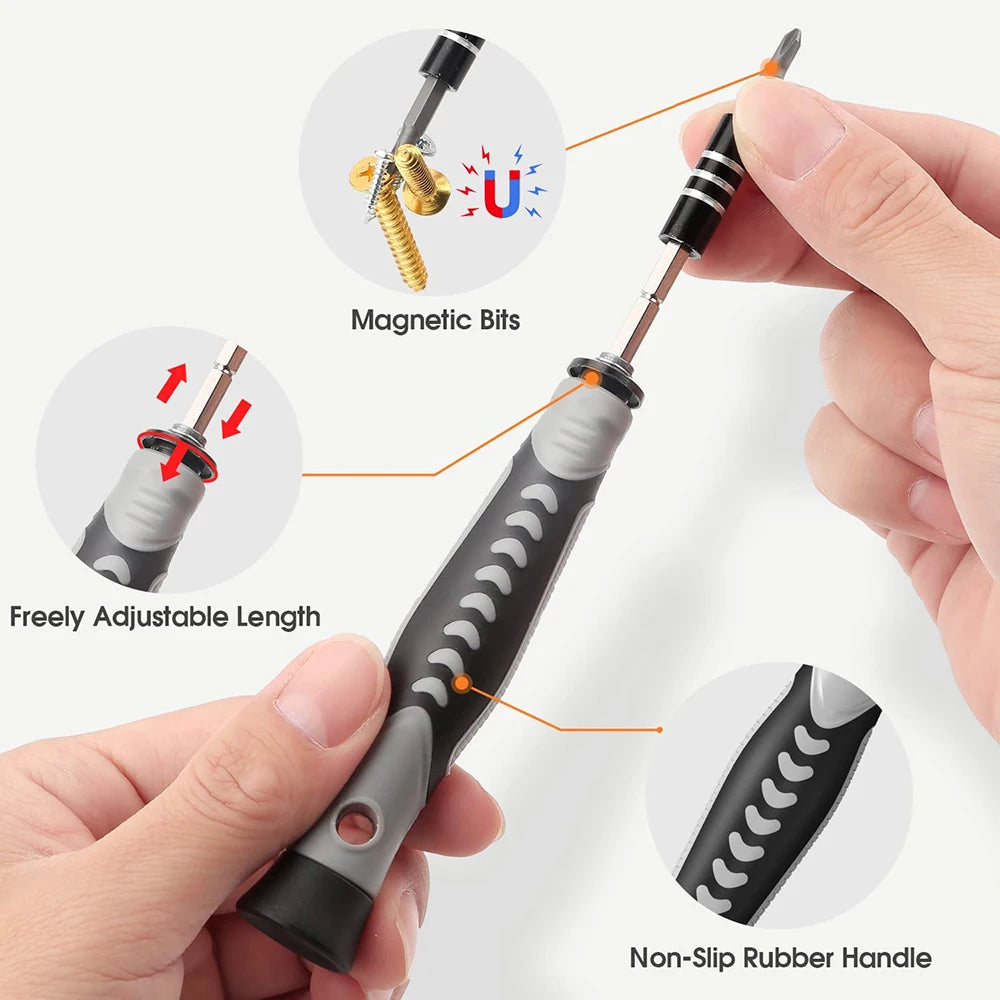 Juego de destornilladores 25/115/135/140 en 1, Kit de puntas de tornillo Phillips Torx magnético con llave removedora eléctrica, herramientas de reparación de teléfono y PC